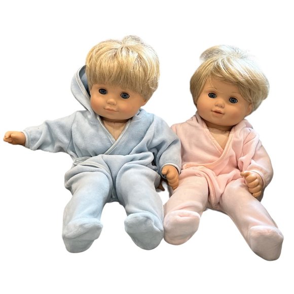 American Girl Toys Bitty Baby Twins Dolls Boy Girl Short Blonde Hair Pink Blue Sleepers Set Poshmark
